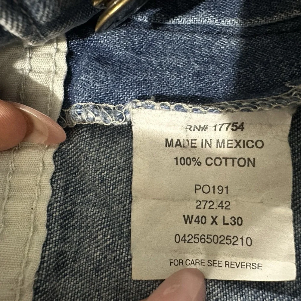 Key Workwear Denim Bib Overalls 40x30 Blue Baggy Heavyweight Casual